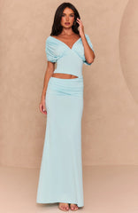I'm Your Girl Off Shoulder Maxi Dress Aqua