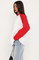 Take Her Out Long Sleeve Tee White/Red