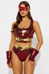Super Babe Super Fast 6 Piece Costume Set - Red/combo