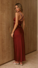 Stormi Maxi Dress - Wine/Pink