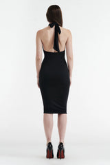 Cleo Halter Tie Midi Dress - Black