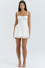 white corset mini dress