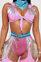 Spaced Out Cowgirl 5 Piece Costume Set - Pink/combo