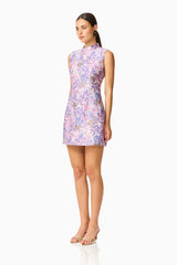 Marlene Shift Mini Dress in Pink & Purple Floral