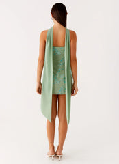Kiesha Strapless Scarf Mini Dress - Mint