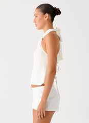 Maddox Scarf Top - White