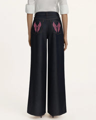 Seraphic Pink Crystal Back Wing Jeans - Deep Thoughts Only