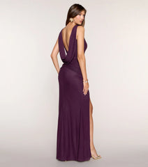 Hallie Cowl Back Front Slit Mermaid Dress