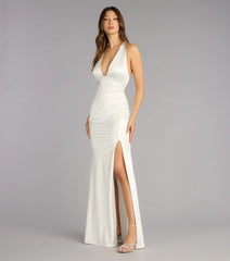 Judy Open Back Slit Mermaid Satin Formal Dress