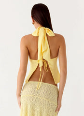 Maddox Scarf Top - Lemon