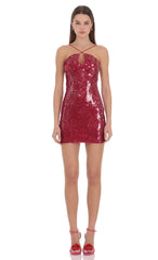 Scarlet Sequin Mini Dress in Red