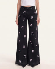 The Rebel Pink Ribbon Split Fray Jeans - Black