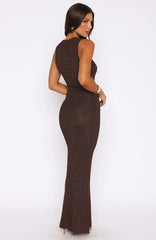 At Dusk Knit Maxi Dress Espresso