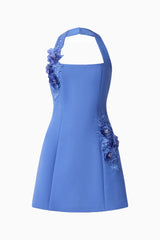 Talitha Halter Mini Dress in Cornflower Blue