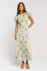 Savannah Floral Midi Dress in Green