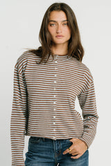 Julianne Striped Cardigan in Brown
