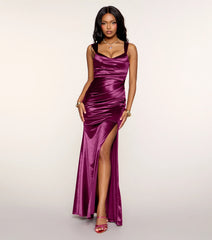 Ariah Pleated High Slit Mermaid Dress