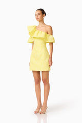 Luella One Shoulder Mini Dress in Yellow