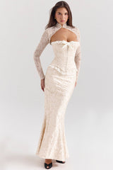 Ivory Metallic Jacquard Corset & Bolero