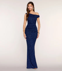 Monique Glitter Ruched Mermaid Formal Dress