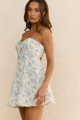 Bloom And Beyond Strapless Mini Dress Blue