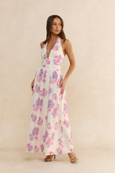 Hydrangea Haven Halter Maxi Dress Floral