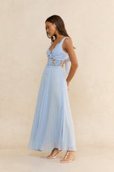 Breezy Dream Plisse Maxi Dress Blue