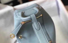 HM Mini Lindy 20cm Blue Lin Clemence Leather