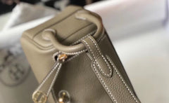 HM Mini Lindy 20cm Taupe Clemence Leather