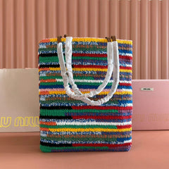 Miu Miu Crochet Multicolor 38 Cotton Thread Tote Bag 285250