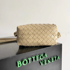 BV 2026 Mini Loop Camera Bag Beige Woven Lambskin Leather