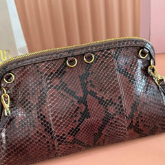 Miu Caprice Clutch 28 Dark Brown in Snakeskin 285282