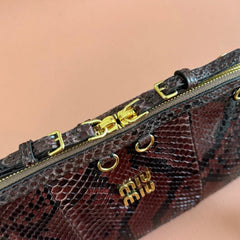 Miu Caprice Clutch 28 Dark Brown in Snakeskin 285282