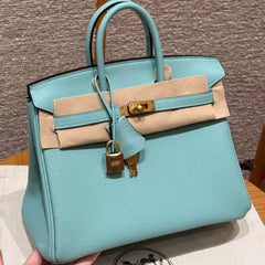Hermes 2025 Birkin Bag Blue Atoll Epsom Leather