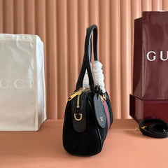 GG Ophidia Crystals Small Boston Bag 21cm Burgundy Canvas