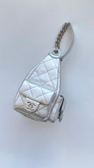 Chanel 25 Large Cargo Hobo Bag Silver Lambskin