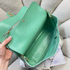 CC Shopping Tote Bag 33cm Seafoam Green Quilted Suede