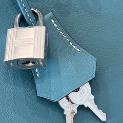 HM Birkin 𝟐𝟓 𝐒𝐰𝐢𝐟𝐭 Blue & Pearl Gray Cowhide Grayiver Hardware (25day to produce) 270223
