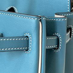 HM Birkin 𝟐𝟓 𝐒𝐰𝐢𝐟𝐭 Blue & Pearl Gray Cowhide Grayiver Hardware (25day to produce) 270223
