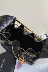 CC 25 Hobo Bag 30cm Black Glossy Leather GHW 282466