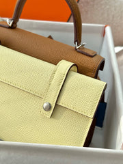 HM Kelly Doll Bag 18cm Light Blue Brown EpsomLeather 284557