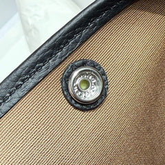 HM Garden Party 30cm Bag Black Togo Brown Canvas