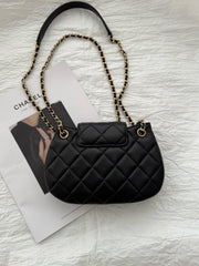 24c cc hobo bag 20cm black lambskin gold hardware