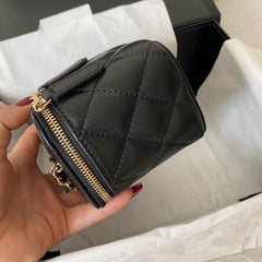 cc classic vanity bag 10cm black lambskin gold hardware