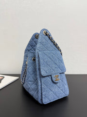 CC 26A Drawstring Bucket Bag 30cm Blue Washed Denim