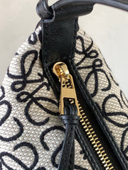 Loewe Cubi Anagram Bag 35cm Black White Jacquard Cotton Calfskin