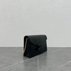 Celine WOC Triomphe Black Cowhide