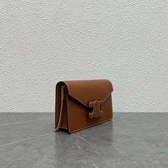 Celine WOC Triomphe Brown Cowhide