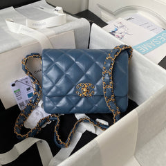 cc 23k 13.5cm steel blue calfskin gold hardware