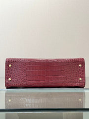 CC 2026 Executive Cerf Tote Bag Burgundy Crocodile Embossed Leather
